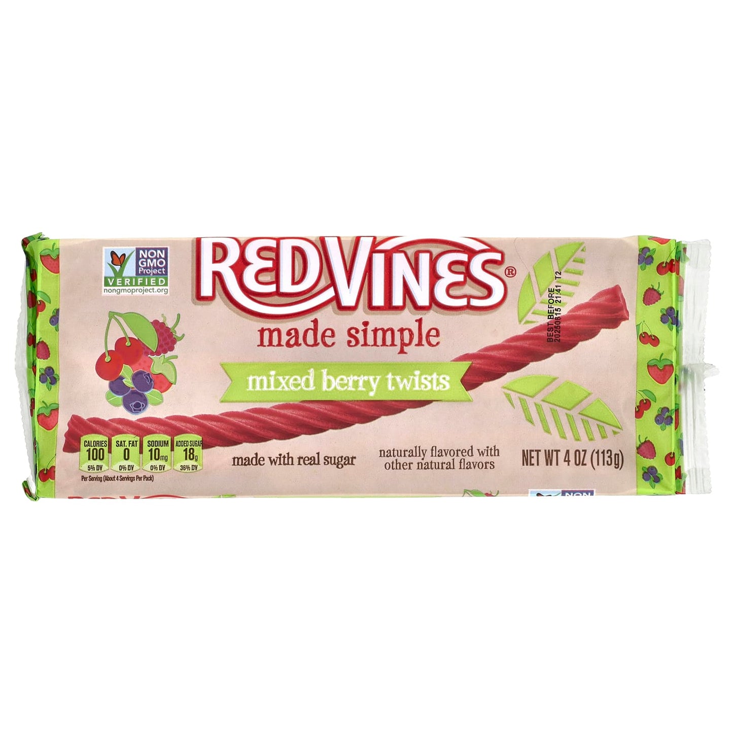 Red Vines, Licorice Tray, Made Simple, Mixed Berry Twists, 4 oz (113 g) - Image 1