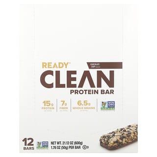 Ready Clean Protein Bars, Chocolate Chip, 12 Bars, 1.76 oz Each