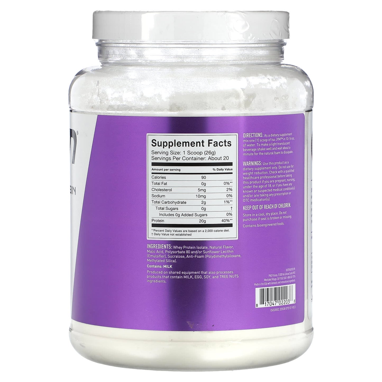 Grape Clear Protein Powder by JYM Supplement Science, 1.1 lbs, Low-Calorie - Image 2