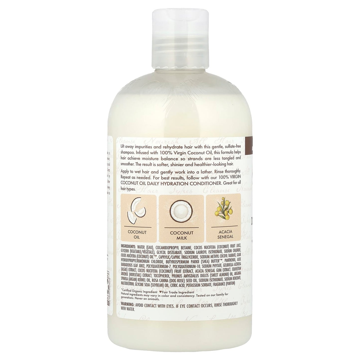 SheaMoisture, 100% Virgin Coconut Oil, Daily Hydration Shampoo, For All Hair Types, 13 fl oz (384 ml) - Image 2
