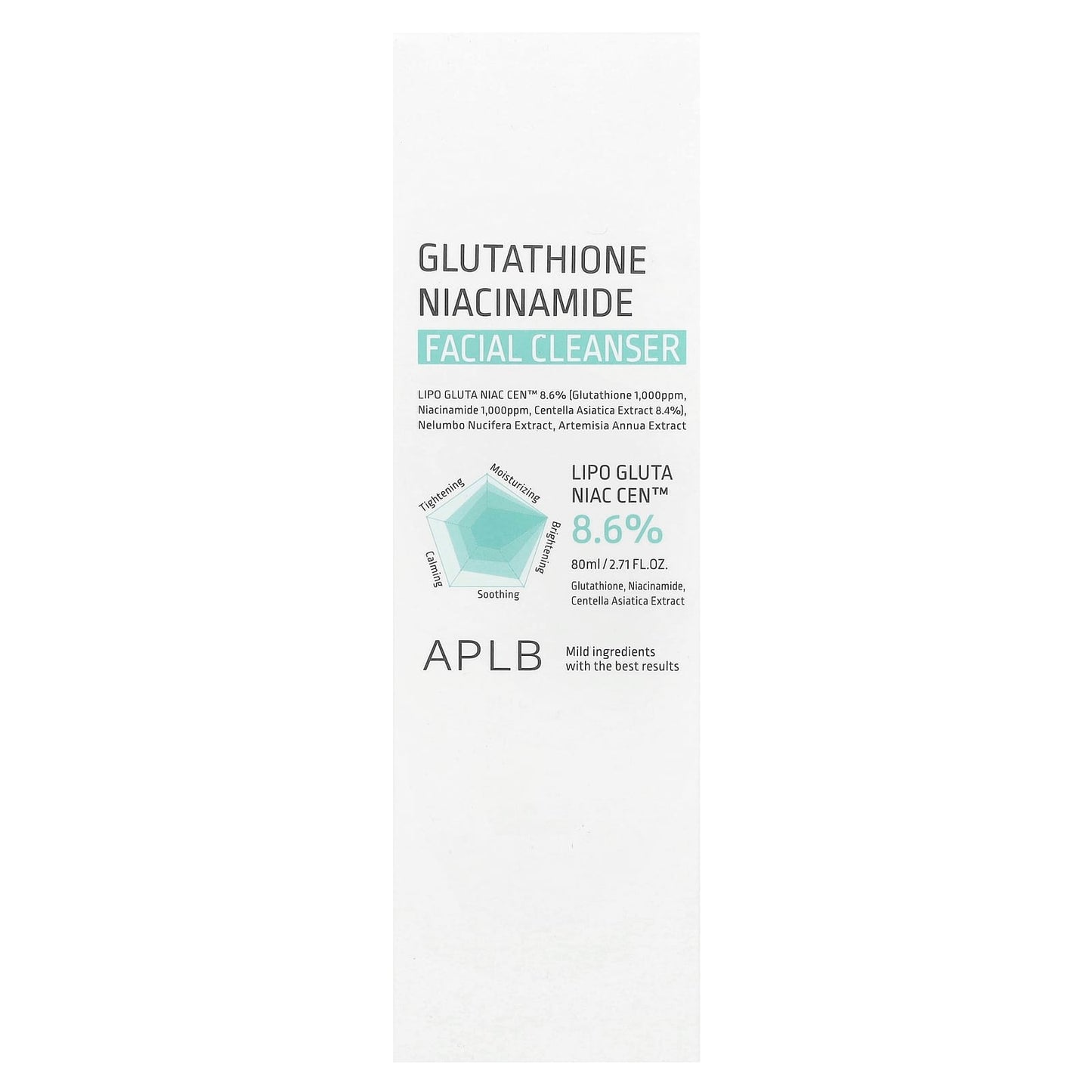 APLB Glutathione Niacinamide Facial Cleanser, 2.71 fl oz (80 ml) - Image 2