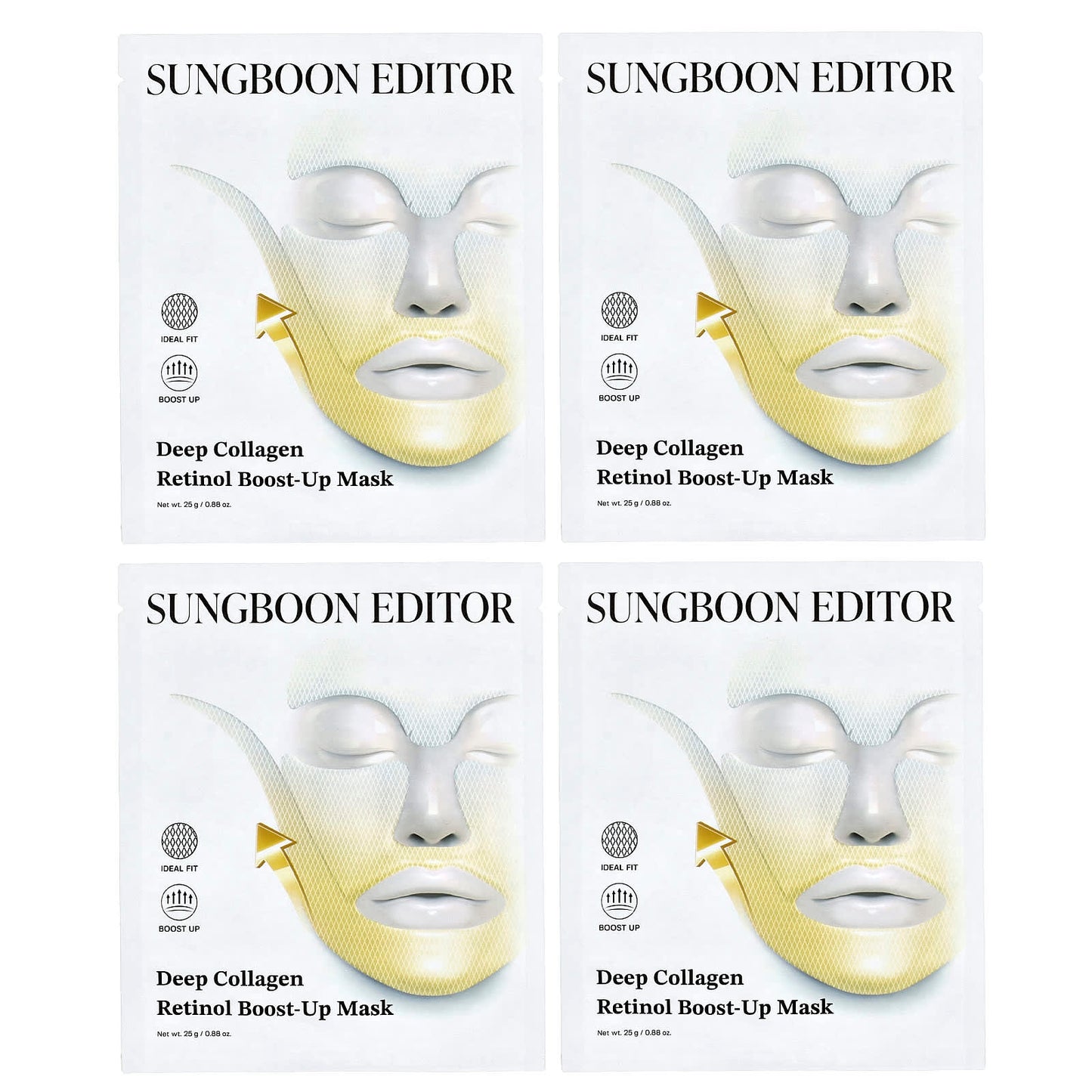 Sungboon Editor, Deep Collagen Retinol Boost-Up Beauty Mask , 4 Sheets, 0.88 oz (25 g) Each - Image 1
