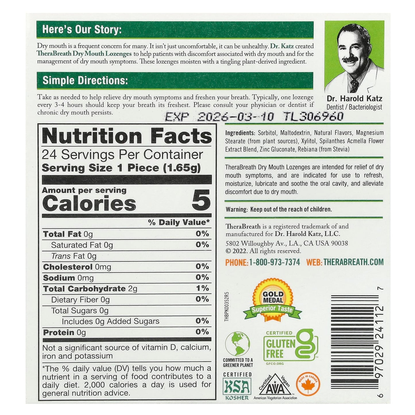 TheraBreath, Dry Mouth Lozenges, Mandarin + Mint, 24 Sugar Free Lozenges - Image 2