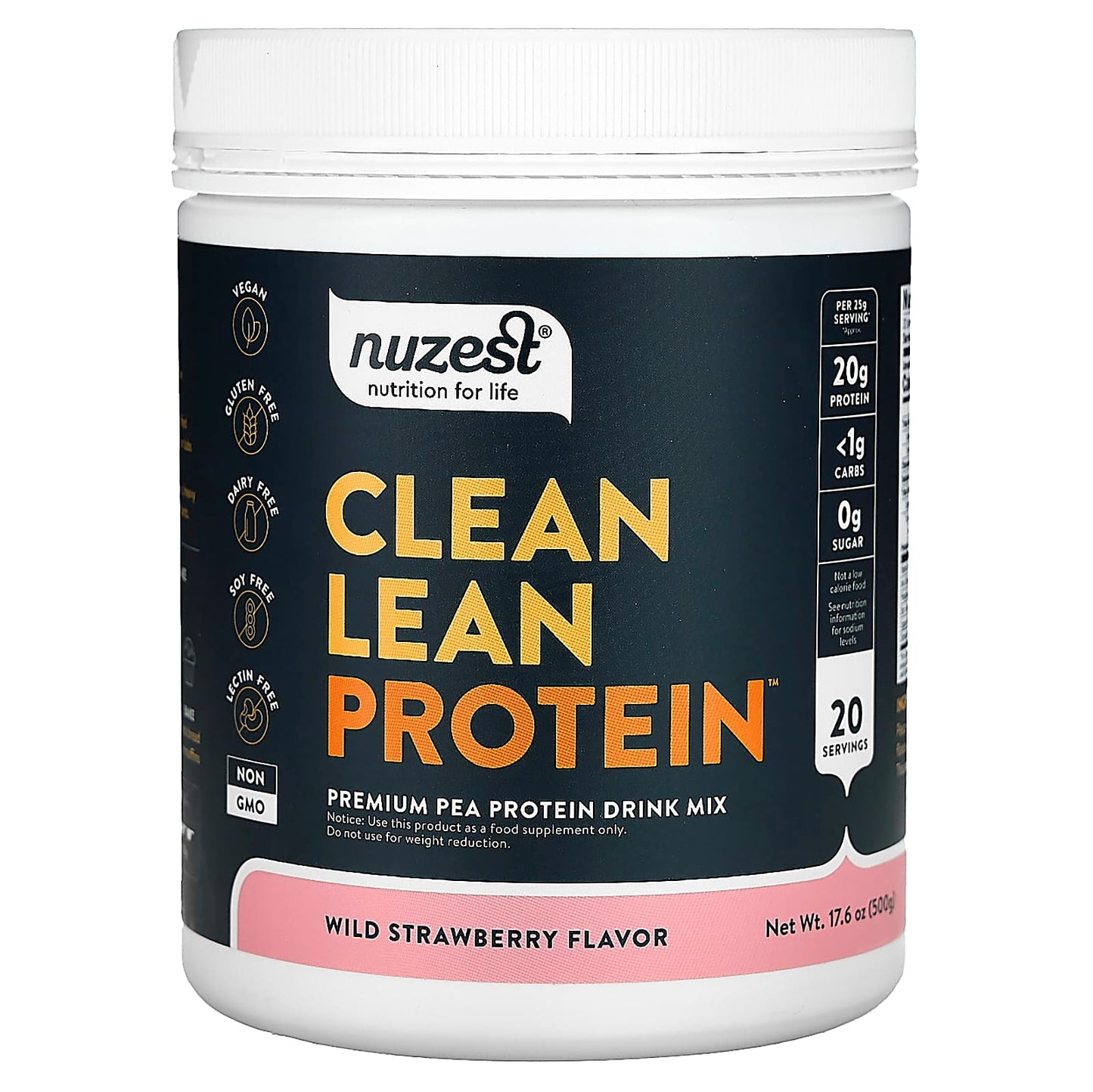 Nuzest, Clean Lean Protein, Wild Strawberry, 17.6 oz (500 g) - Image 1