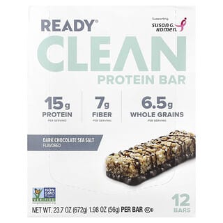 Dark Chocolate Sea Salt Clean Protein Bars by Ready, 12 Count, 1.98 oz