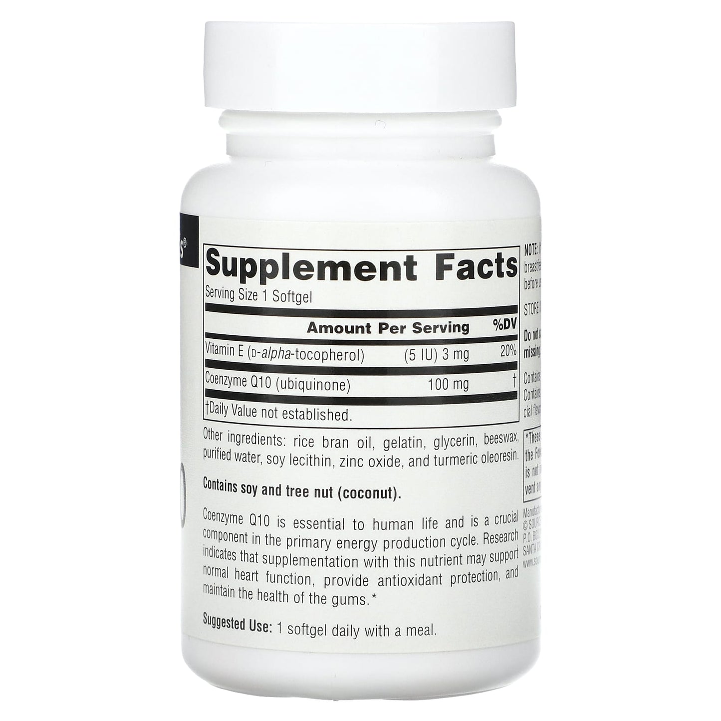 Source Naturals, Coenzyme Q10, 100 mg, 60 Softgels - Image 2