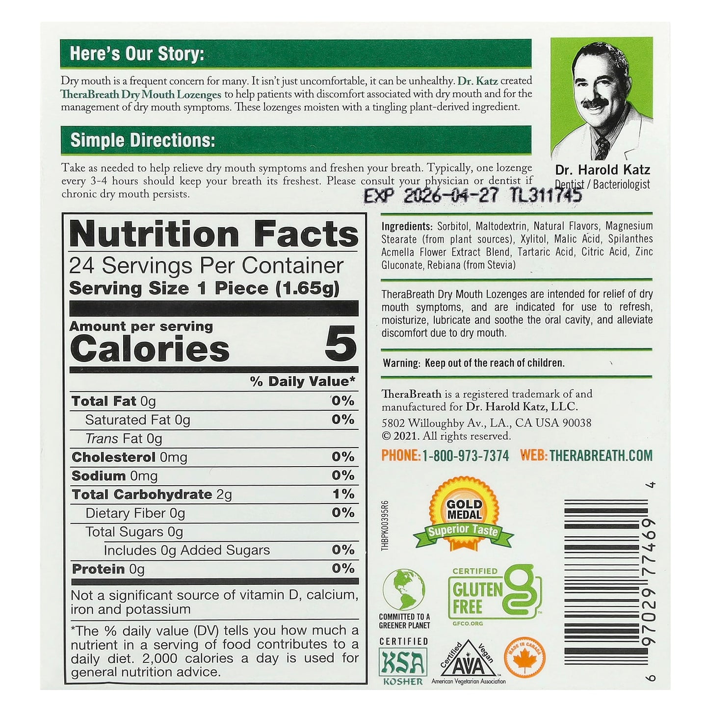 TheraBreath, Dry Mouth Lozenges, Tart Berry, 24 Sugar Free Lozenges - Image 2