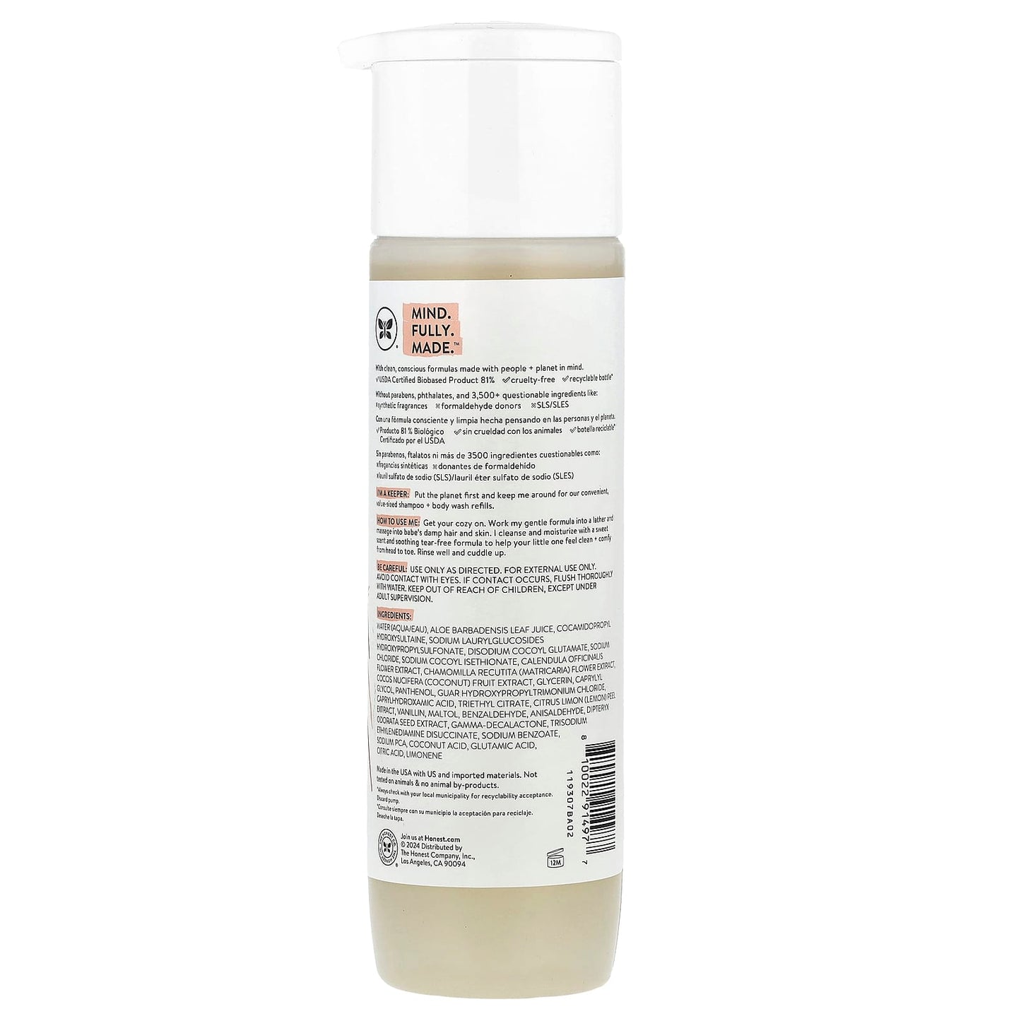 The Honest Company, Comfort, Shampoo + Body Wash, Sweet Cream, 10 fl oz (295 ml) - Image 2