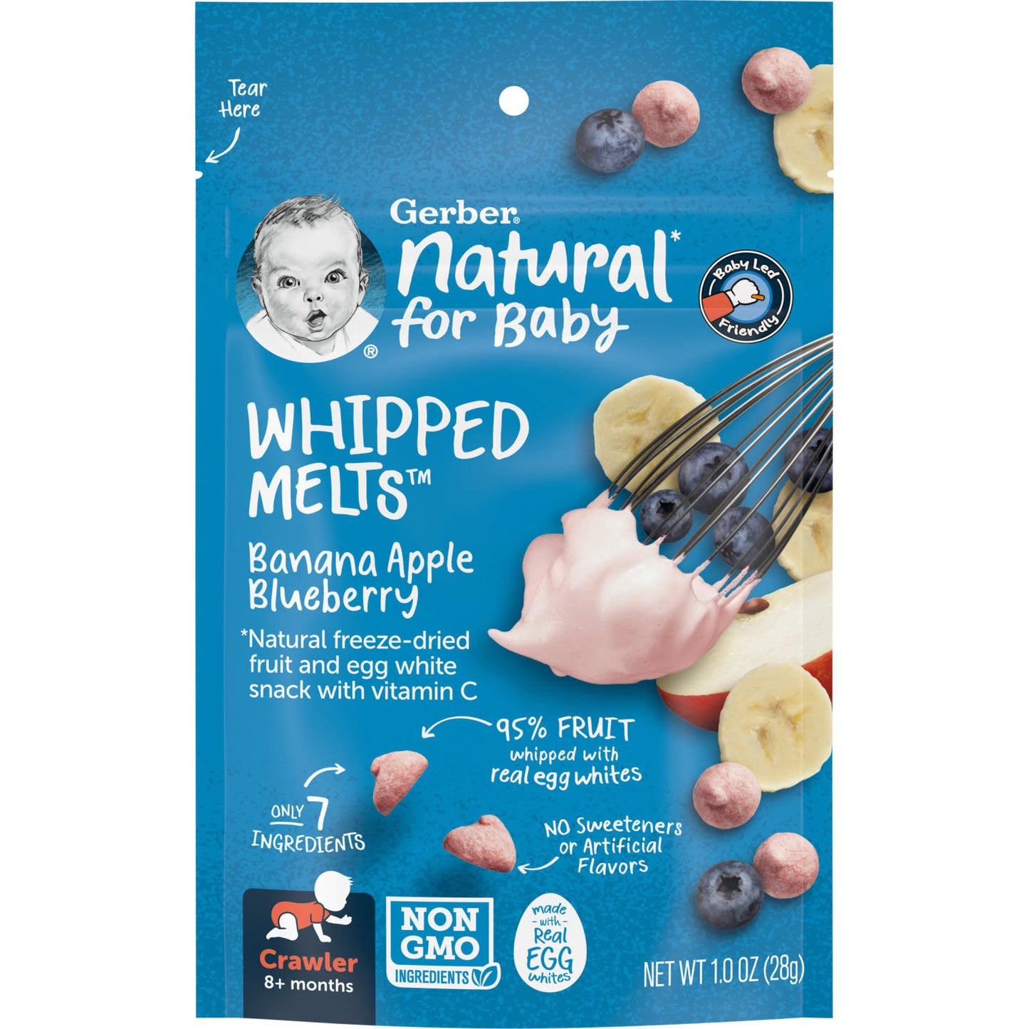 Gerber Whipped Melts Baby Snack, 8+ Months, Fruit & Egg White, 1 oz - Image 1