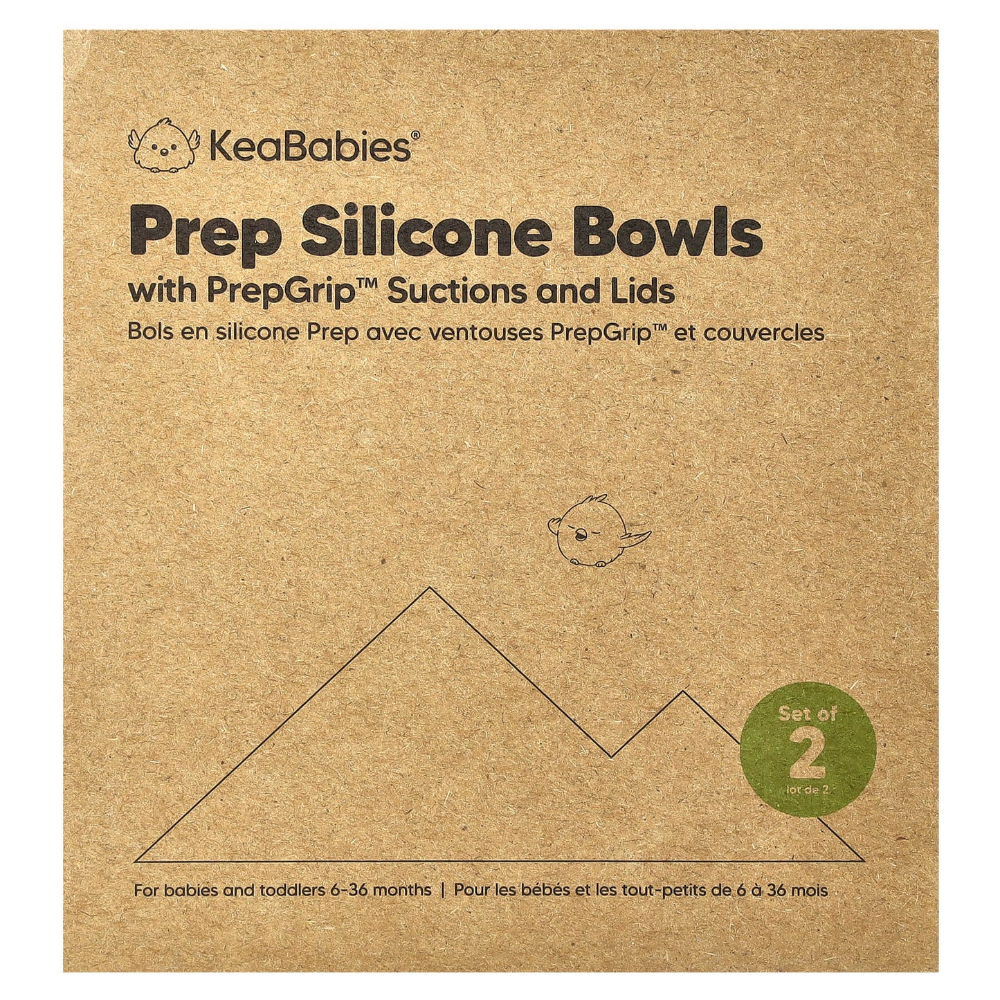 KeaBabies, Prep Silicone Bowls with PrepGrip™ Suctions and Lids, Desert, 6-36 Months, Set of 2 - Image 1