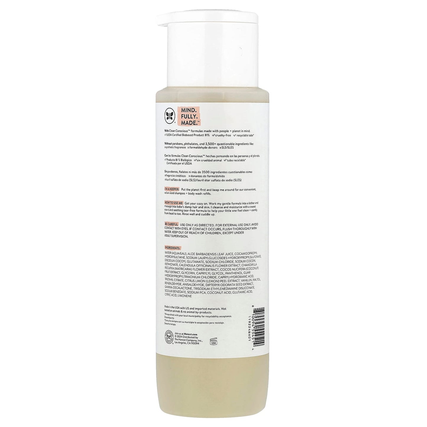 The Honest Company, Comfort, Shampoo + Body Wash, Sweet Cream, 18 fl oz (532 ml) - Image 2