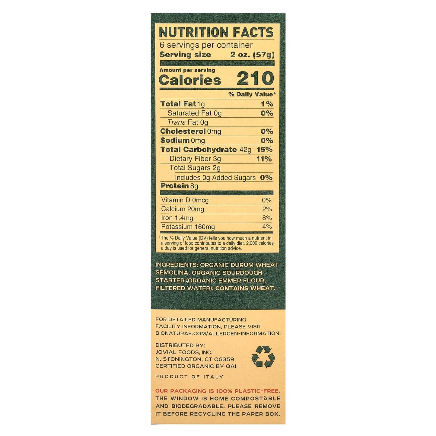 Bionaturae Organic Sourdough Fusilli Pasta, 12 oz, USDA Certified - Image 2