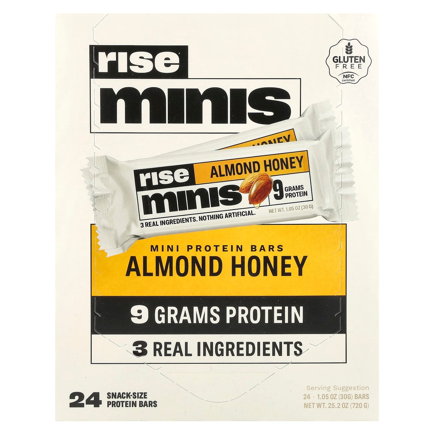 Rise Bar, Rise Minis, Mini Protein Bars, Almond Honey, 24 Snack-Size Protein Bars, 1.05 oz (30 g) Each - Image 1