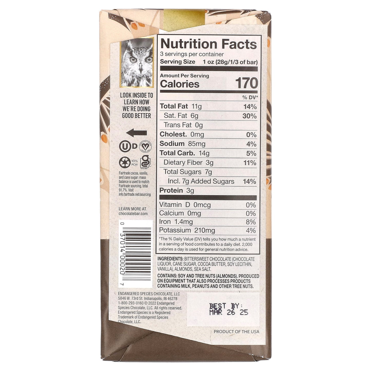 Dark Chocolate with Roasted Almonds & Sea Salt | Vegan, Fairtrade - Image 2