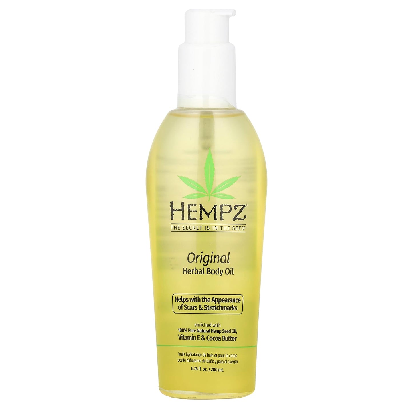 "Hempz Herbal Body Oil for Scar and Stretch Mark Removal, 6.76 fl oz" - Image 1