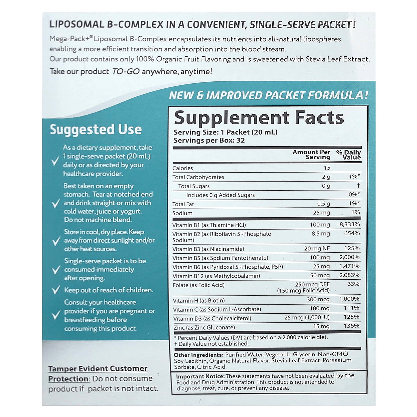 Boost Energy with Aurora Nutrascience Liposomal B Complex - 32 Packets - Image 2