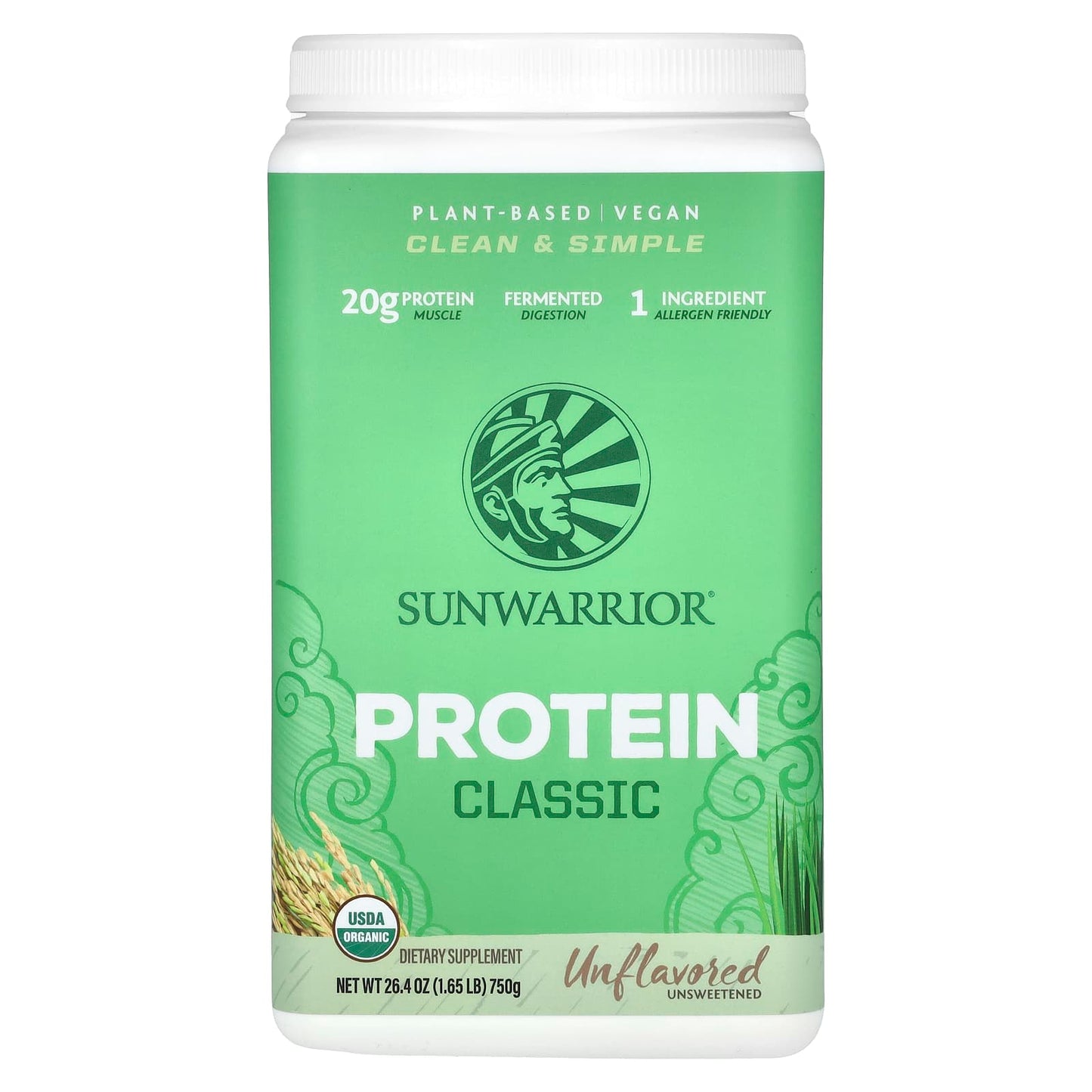 Sunwarrior, Classic Protein, Unflavored , 1.65 lb (750 g) - Image 1
