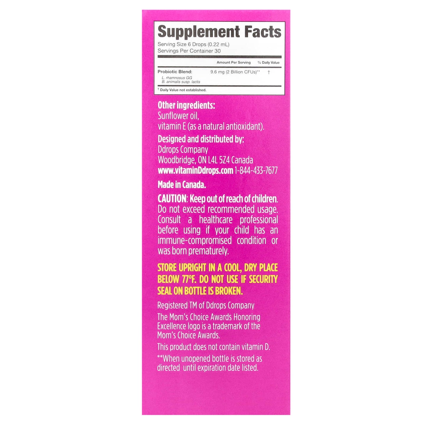 Ddrops Kids Probiotic Liquid Drops for Immune & Digestive Health - Image 2