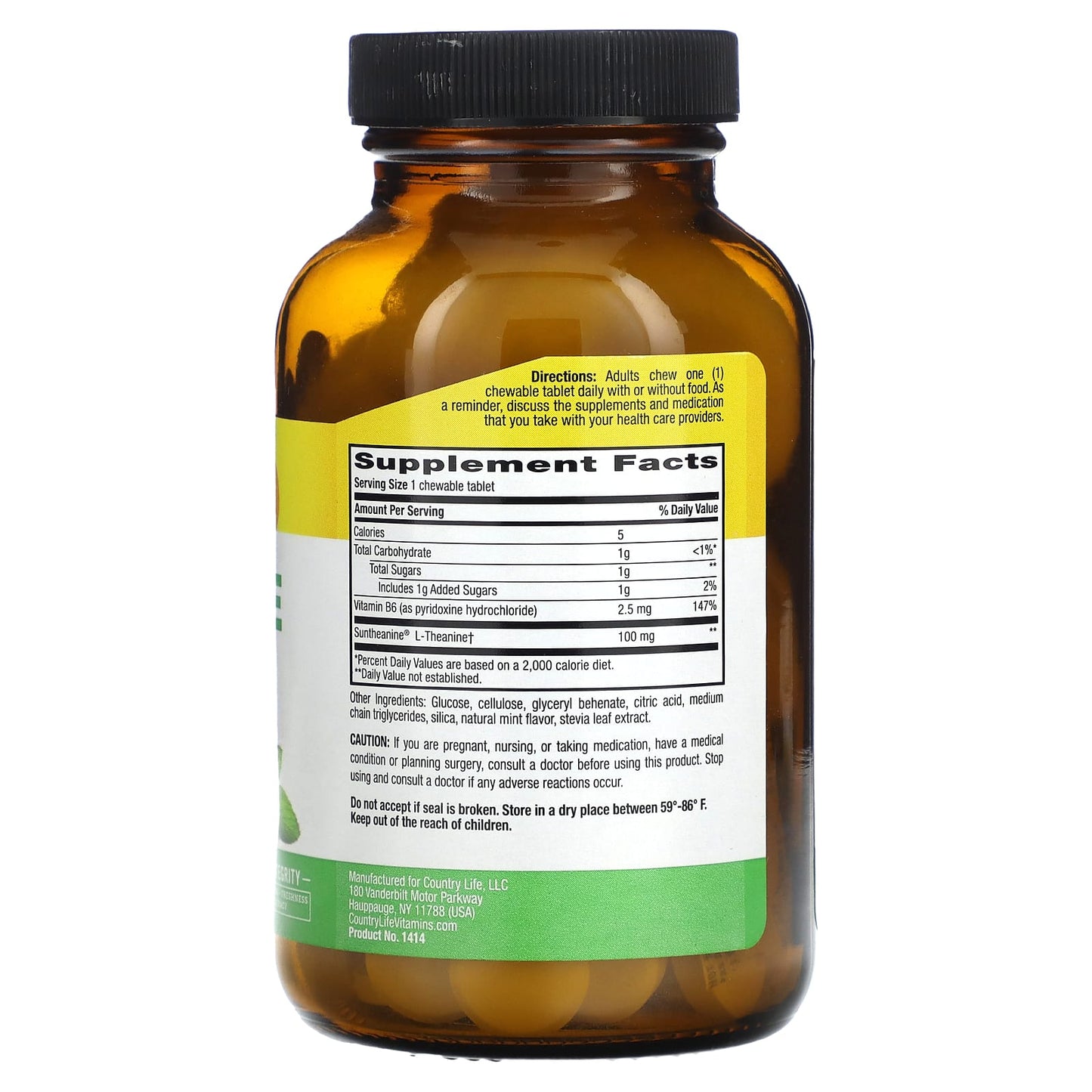 Country Life L-Theanine 100mg Relaxation & Focus Chewable Tablets - Image 2