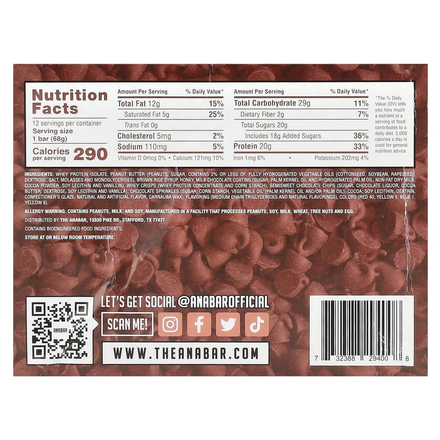 The Anabar, The Protein-Packed Candy Bar®, Triple Chocolate Wasted, 12 Bars, 2.39 oz (68 g) Each - Image 2
