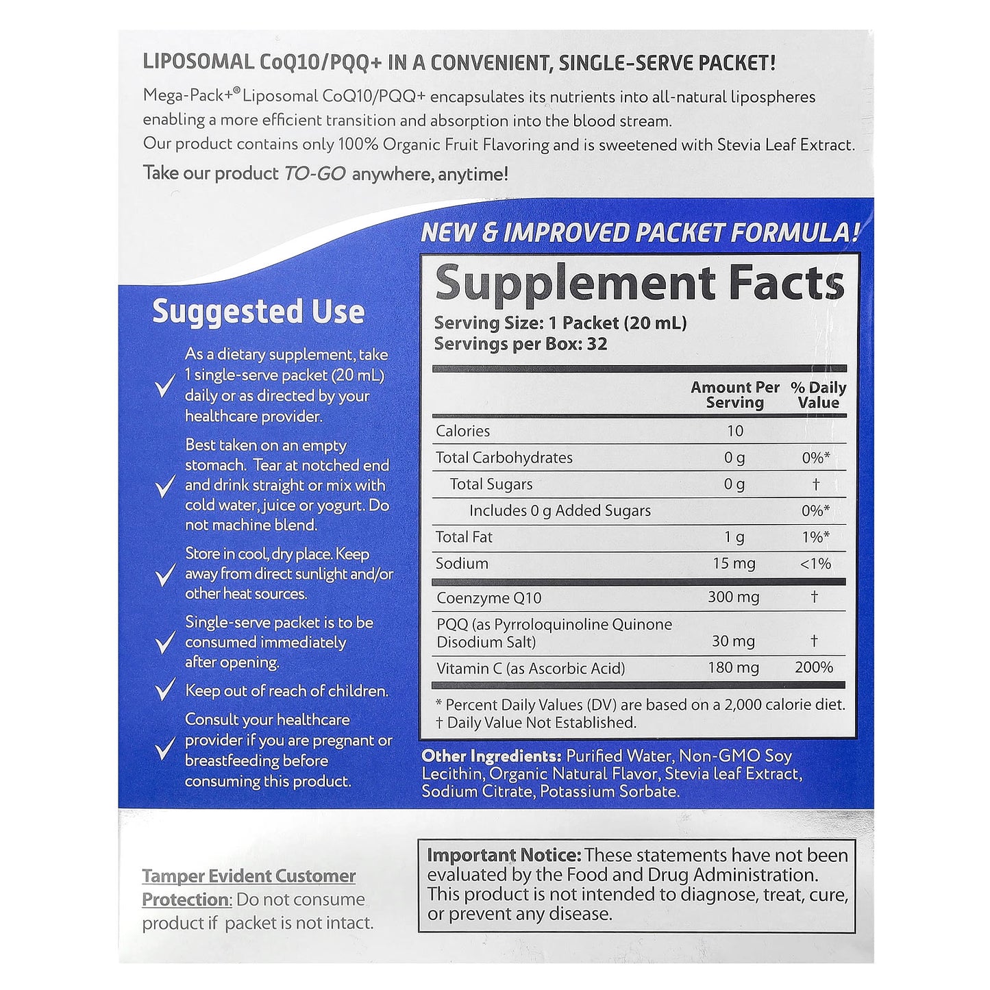 CoQ10 PQQ+ Liposomal Supplement | 32 Single-Serve Packets - Image 2