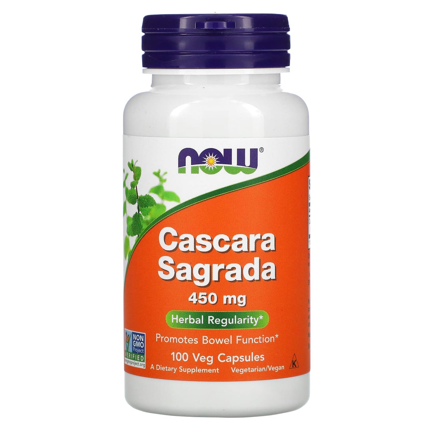 NOW Foods, Cascara Sagrada, 450 mg, 100 Veg Capsules - Image 1
