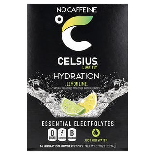 Celsius Lemon Lime Hydration Powder Sticks | Essential Electrolytes & B Vita