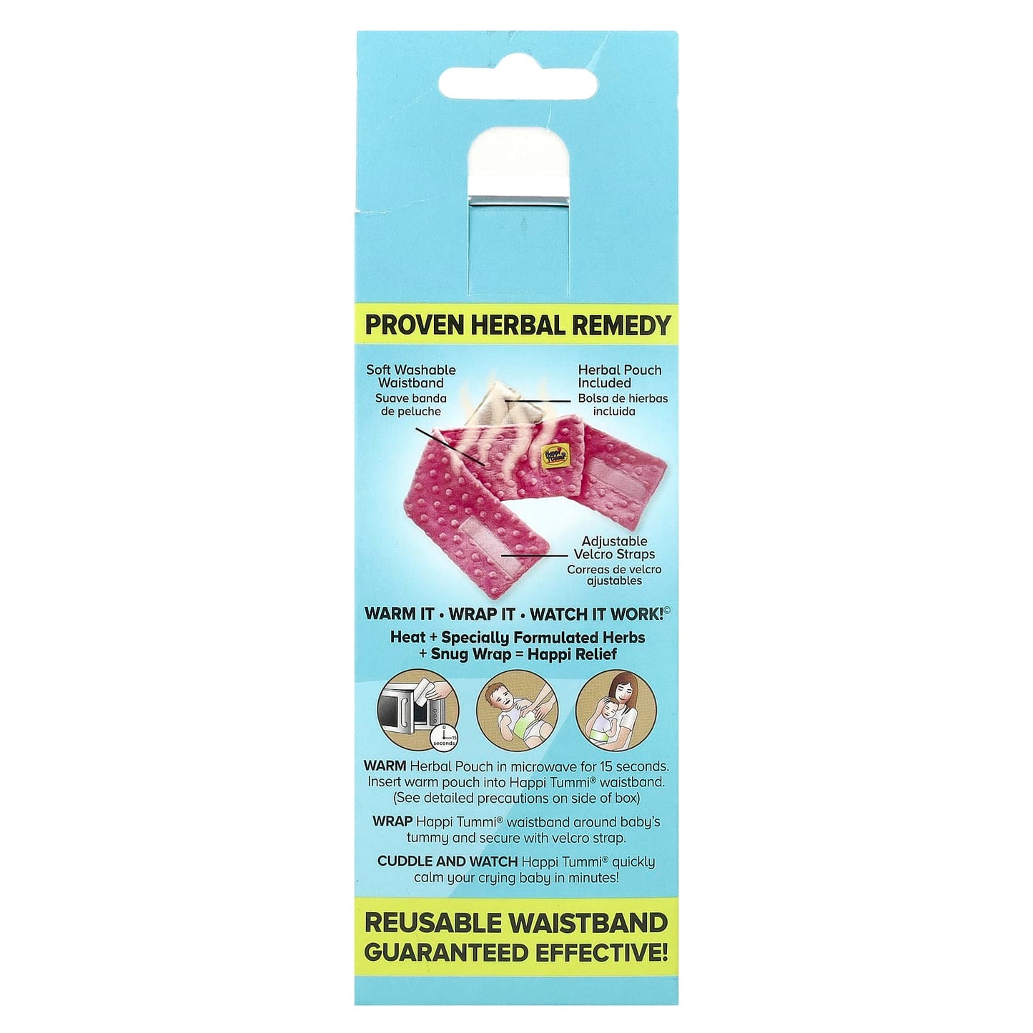 Happi Tummi, Fast Relief Colic & Gas, Natural Wrap, Infants to 36 Months, Pink, 1 Wrap & 1 Herbal Pouch