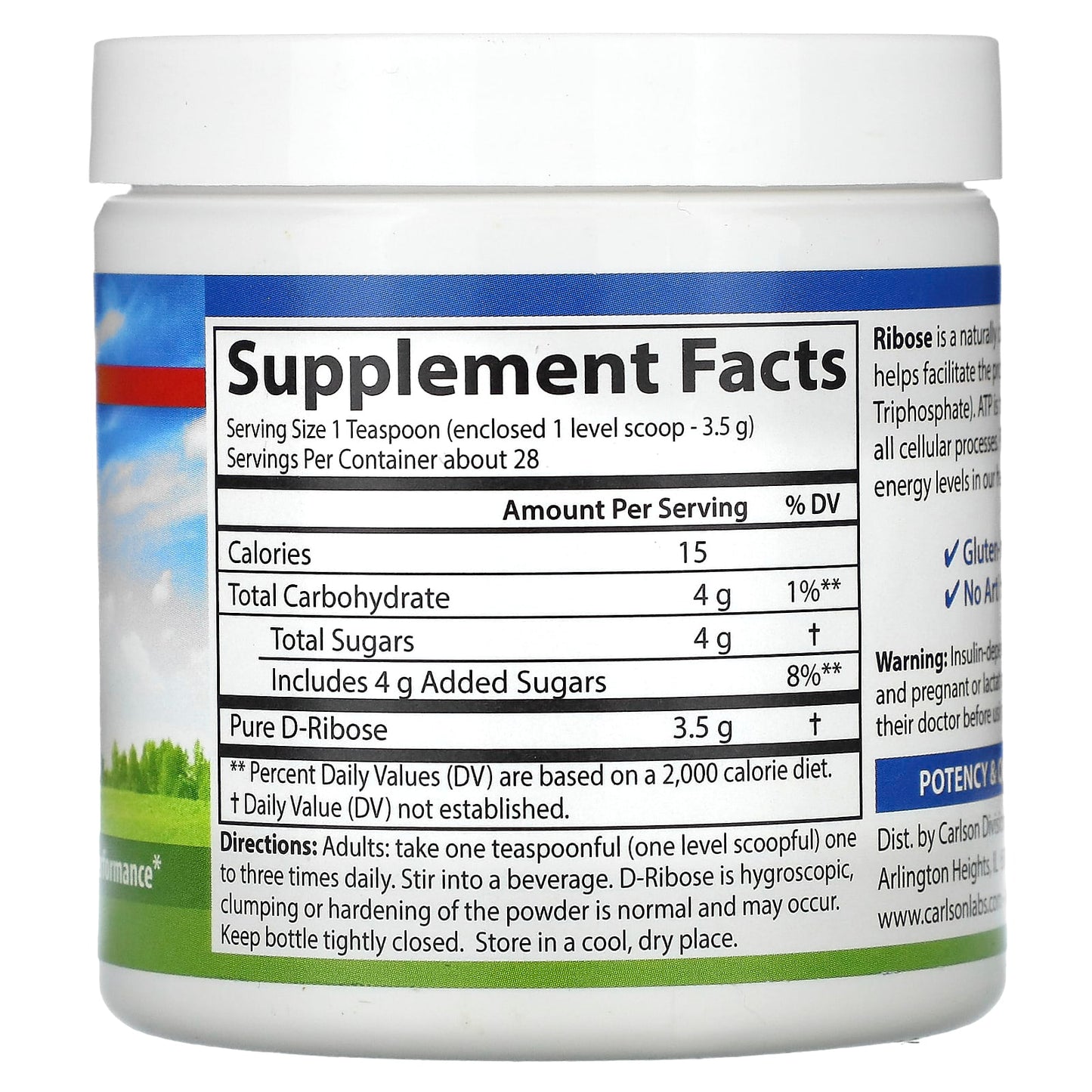 D-Ribose by Carlson | Energy Production & Muscle Recovery - Image 2