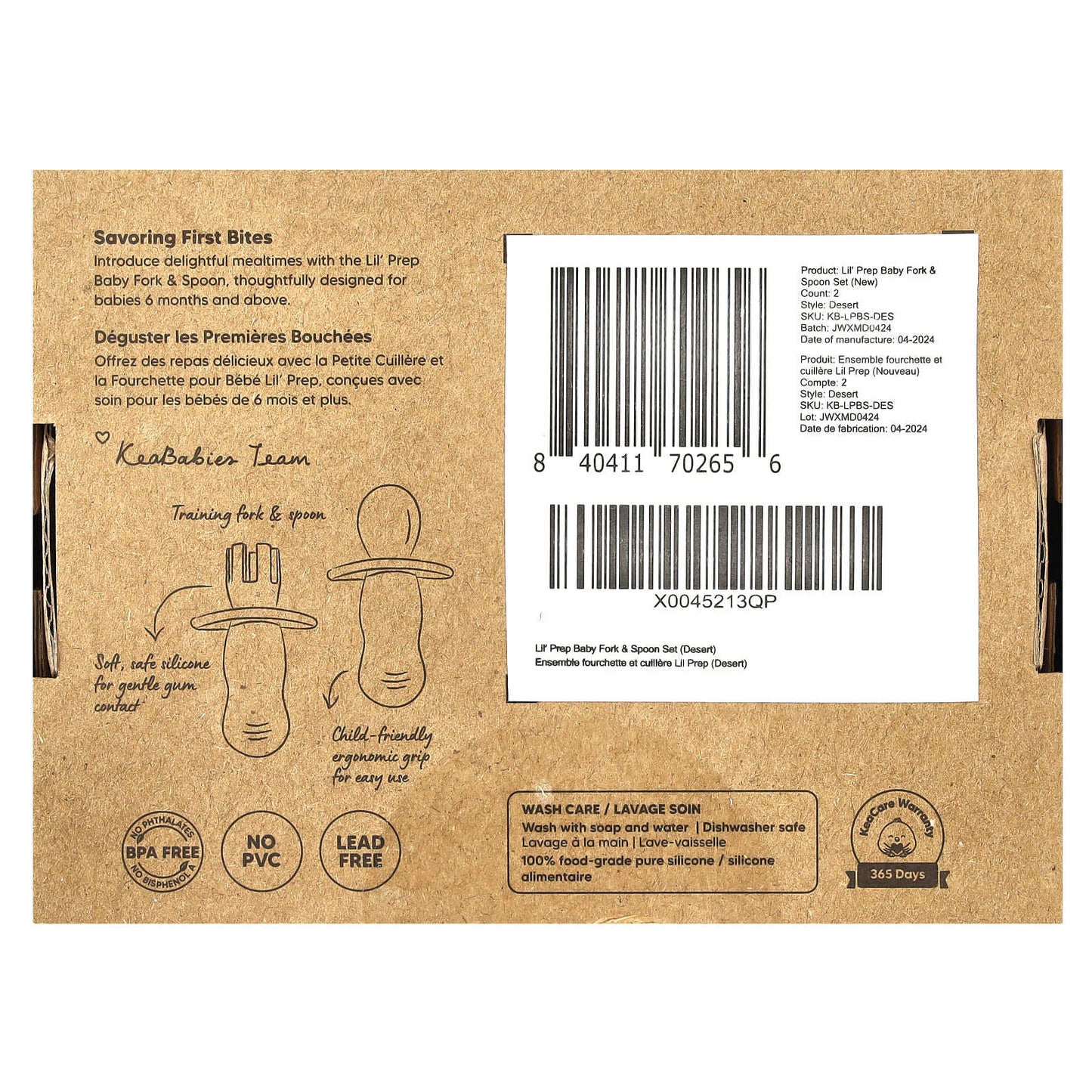 KeaBabies, Lil' Prep Baby Fork & Spoon Set, 6+ Months, Desert, 2 Pack - Image 2