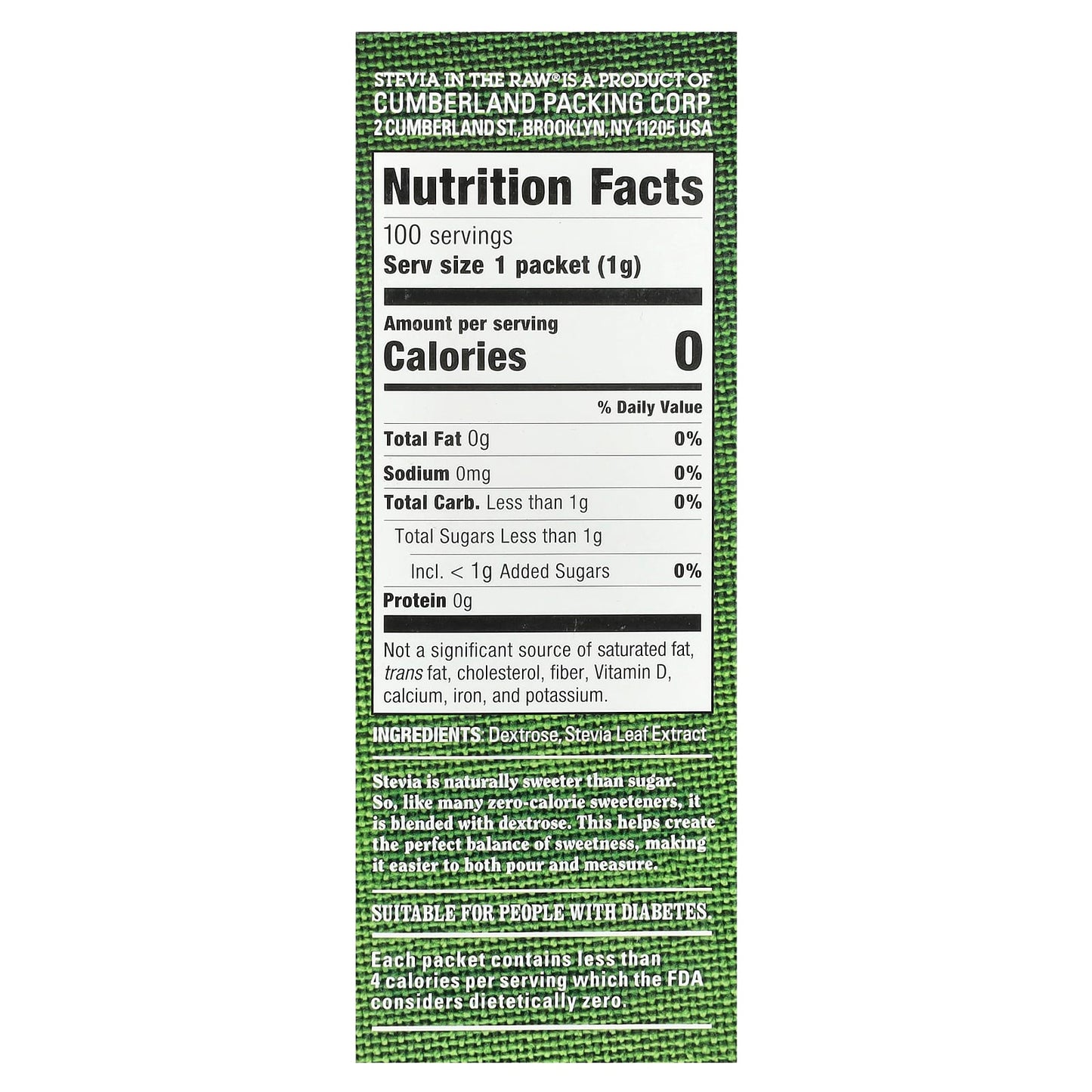 Stevia In The Raw Zero Calorie Sweetener 100 Packets by In The Raw - Image 2