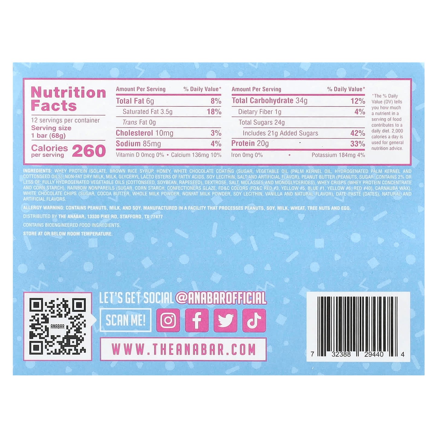 The Anabar, The Protein-Packed Candy Bar®, Bussin' Birthday Cake, 12 Bars, 2.39 oz (68 g) Each - Image 2