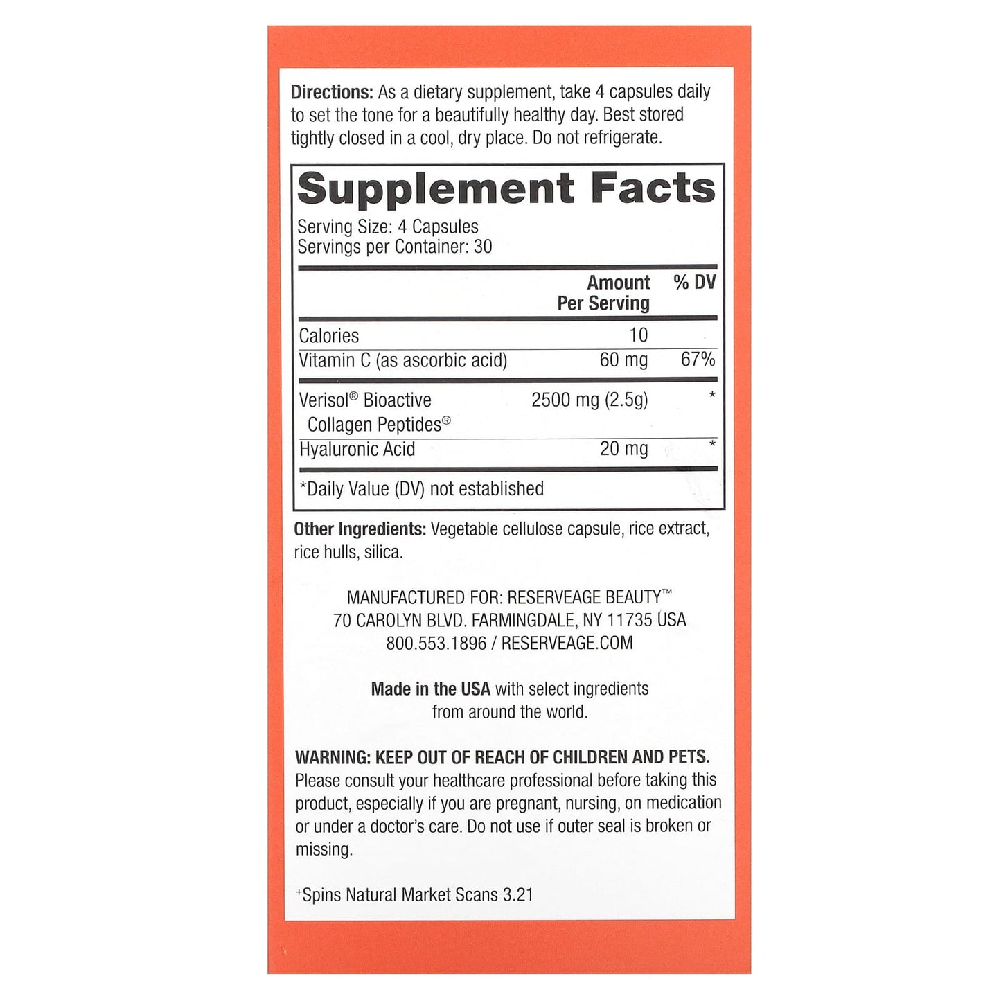 Reserveage Beauty, Collagen Replenish, 120 Capsules