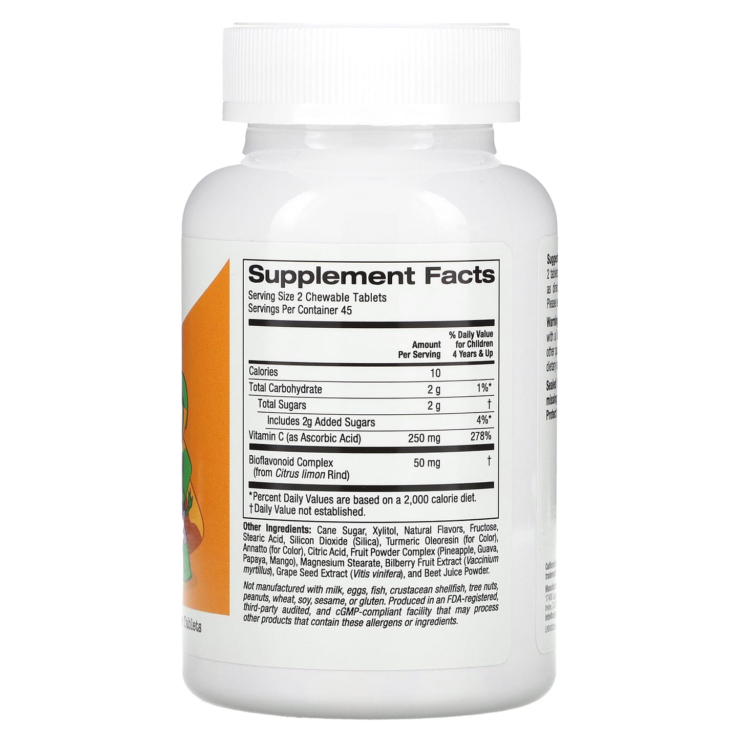 Kids Vitamin C Chewables with Bioflavonoids for Immune Support - Orange Flavor - Image 2