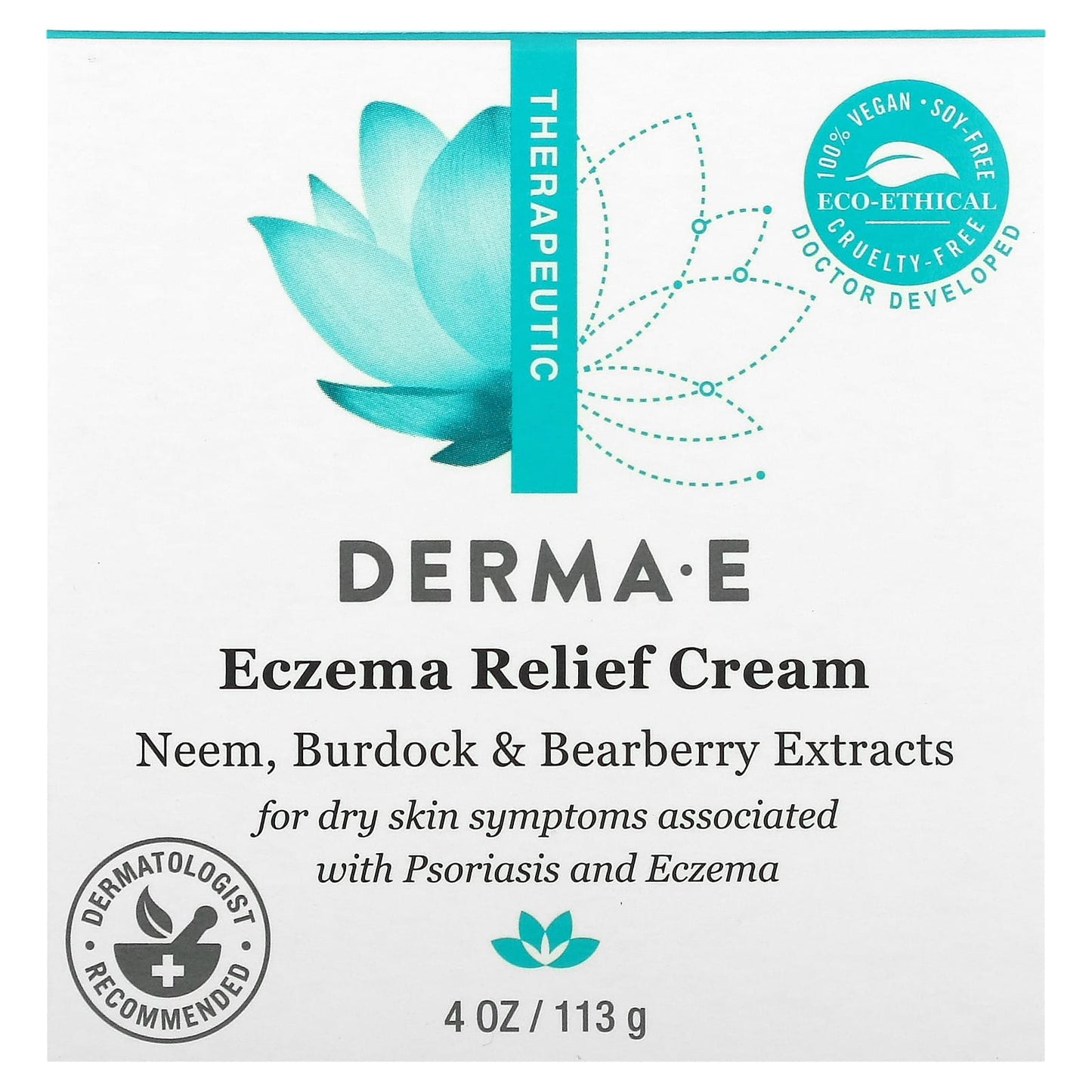 DERMA E Eczema Relief Cream, 4oz - Soothe Dry, Itchy Skin - Image 2
