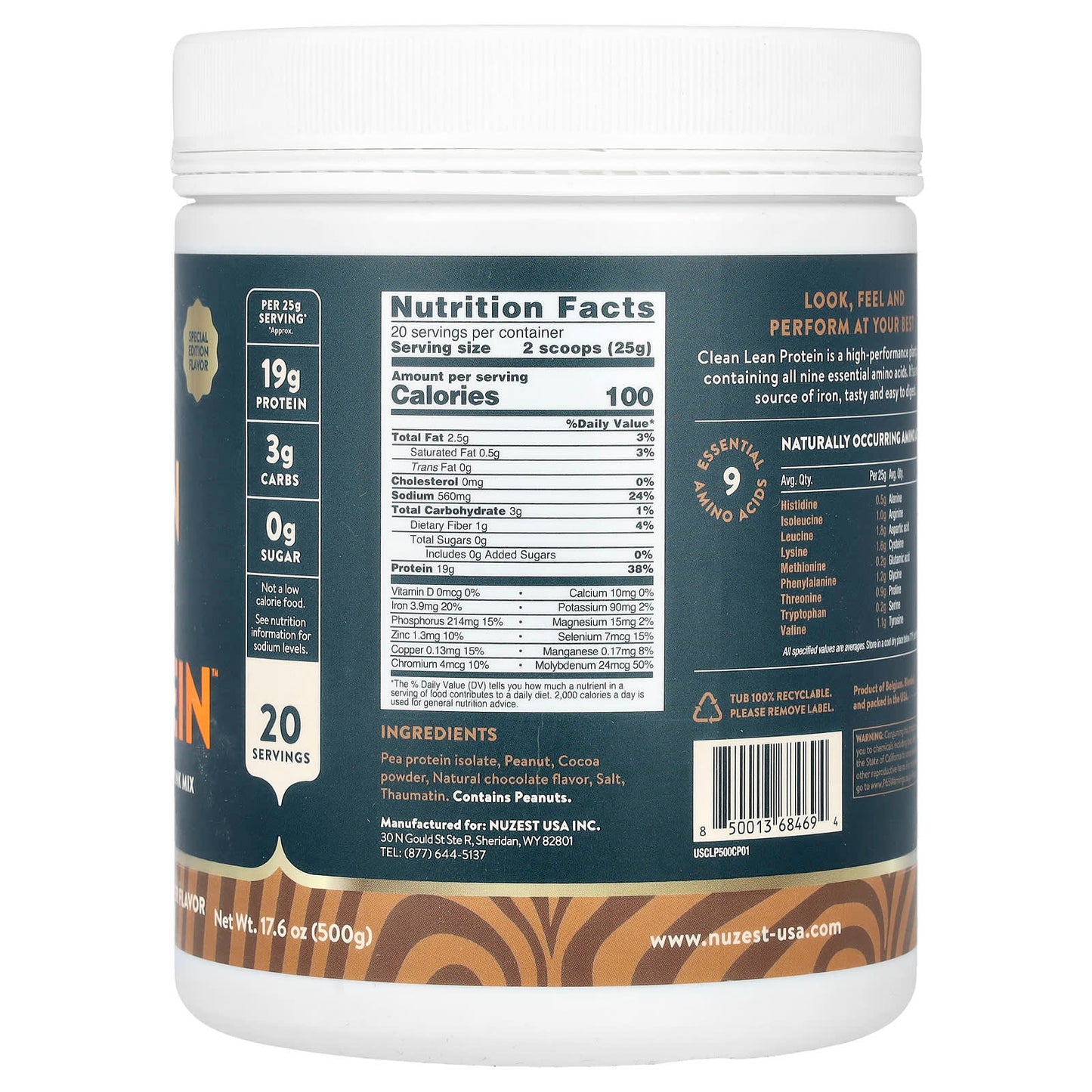 Nuzest, Clean Lean Protein, Chocolate Peanut Butter, 17.6 oz (500 g) - Image 2