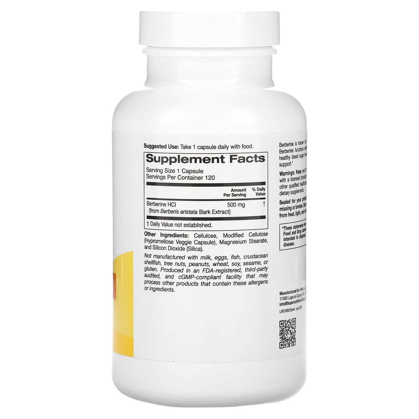 Berberine HCI Supplement 500mg 120 Veggie Capsules for Health Benefits - Image 2