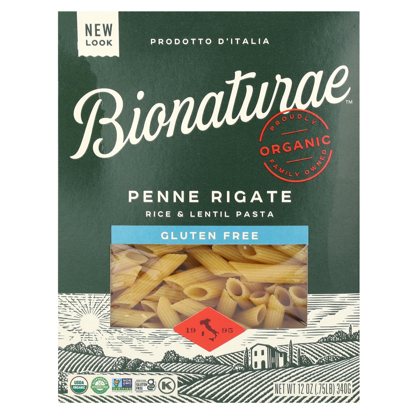 Gluten-Free Italian Rice & Lentil Pasta by Bionaturae - 12 oz (340g) - Image 1