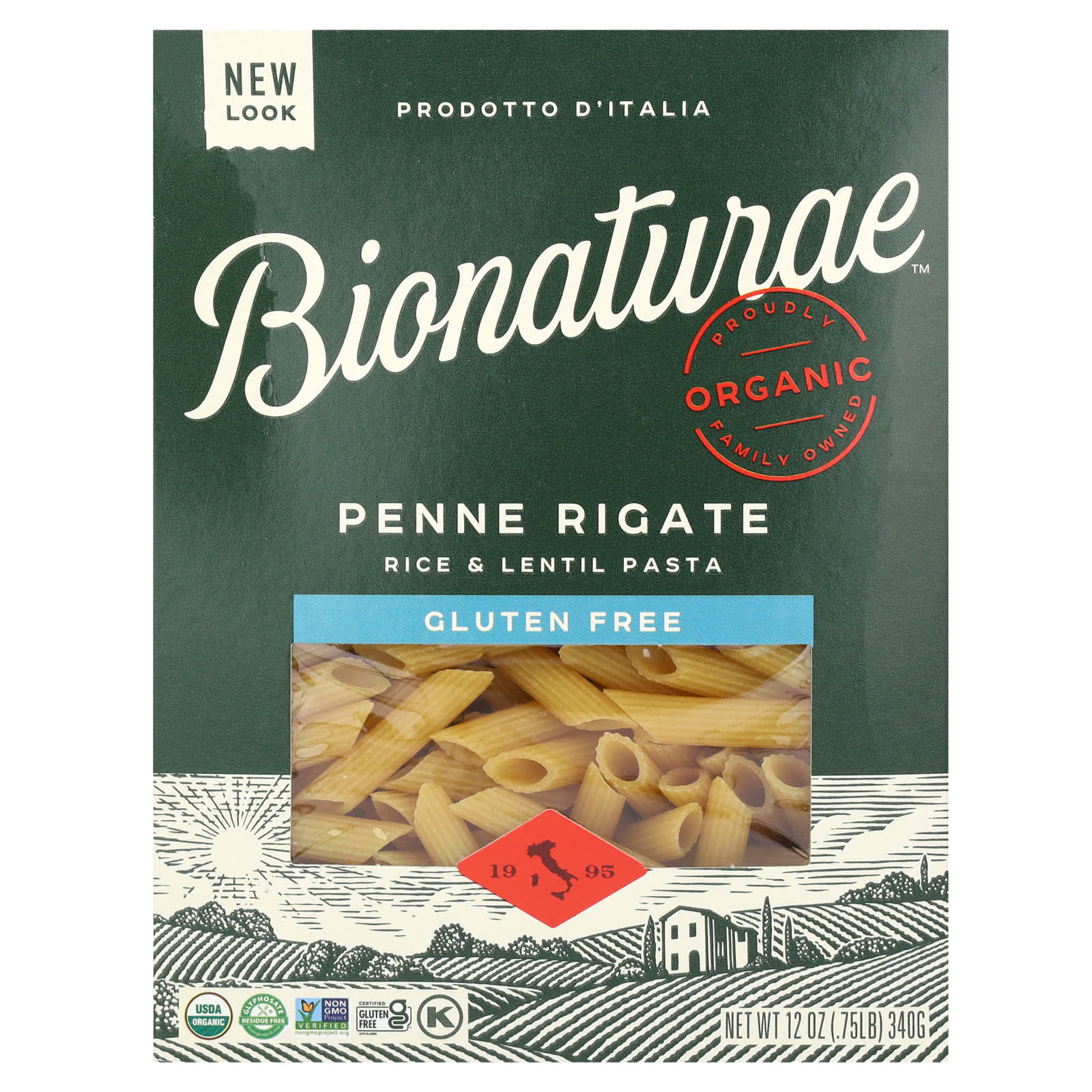 Gluten-Free Italian Rice & Lentil Pasta by Bionaturae - 12 oz (340g) - Image 1