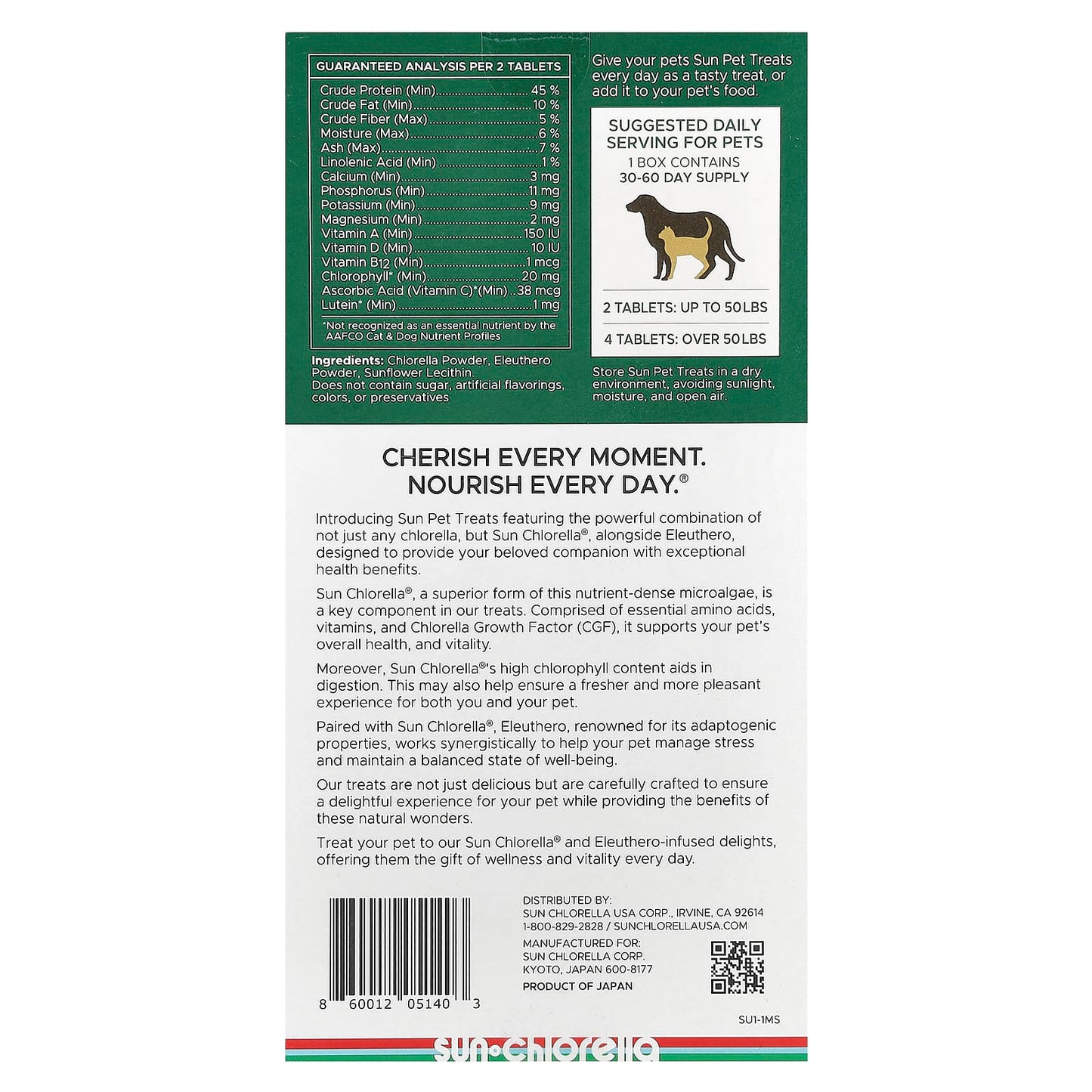 Sun Chlorella, Sun Pet Treats™, Chlorella & Eleuthero, For Dogs & Cats, 120 Tablets - Image 2