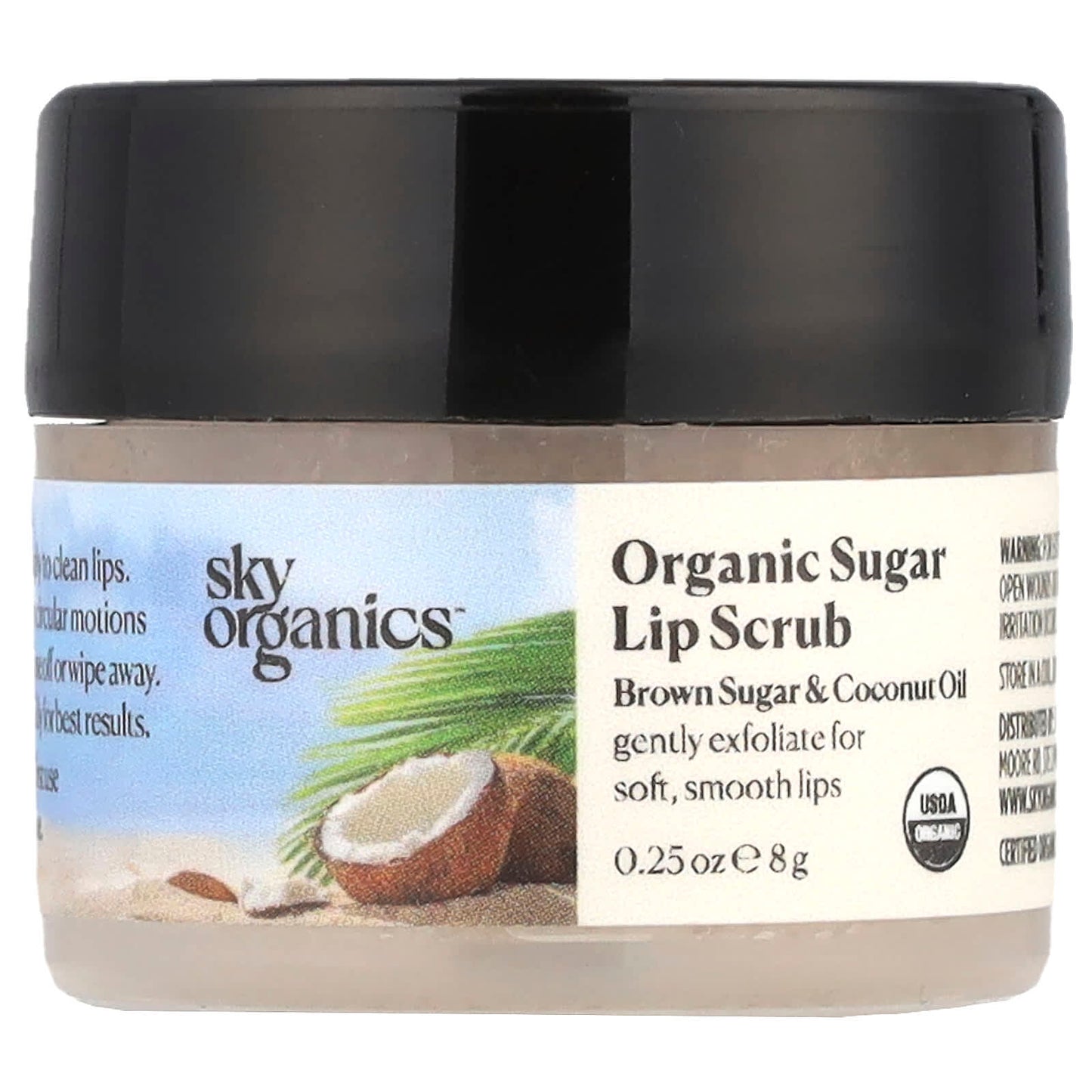 Sky Organics, Organic Sugar Lip Scrub, Brown Sugar & Coconut Oil, 0.25 oz (8 g) - Image 1