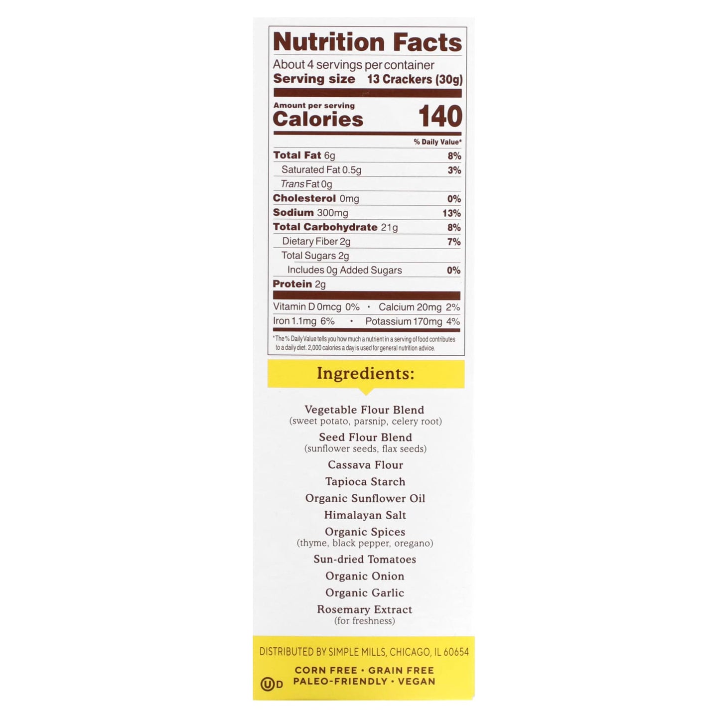 Simple Mills, Veggie Flour Pita Crackers, Mediterranean Herb, 4.25 oz (120 g) - Image 2