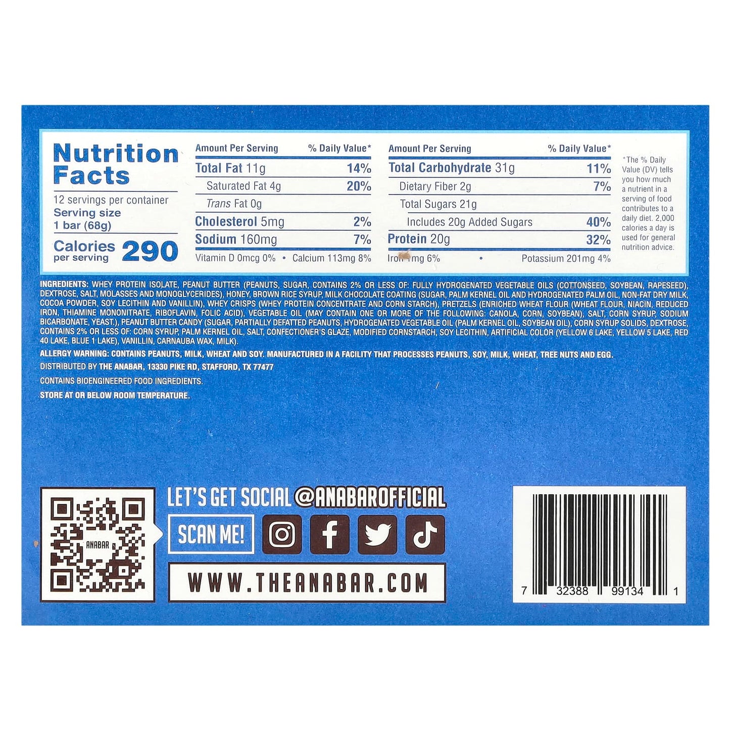 The Anabar, The Protein-Packed Candy Bar®, Monster Cookie Crunch, 12 Bars, 2.39 oz (68 g) Each - Image 2