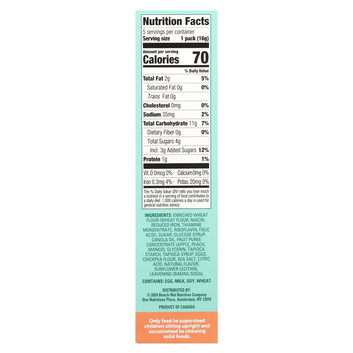 Beech-Nut Peach Mango Jammin' Waffles for Toddlers, 5 Packs, 0.56 oz Each - Image 2