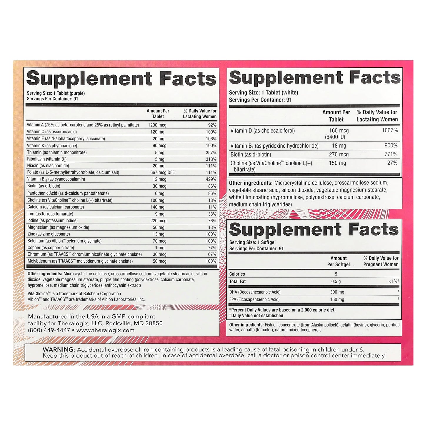 Theralogix, TheraNatal, Lactation Complete, 182 Tablets + 91 Softgels - Image 2