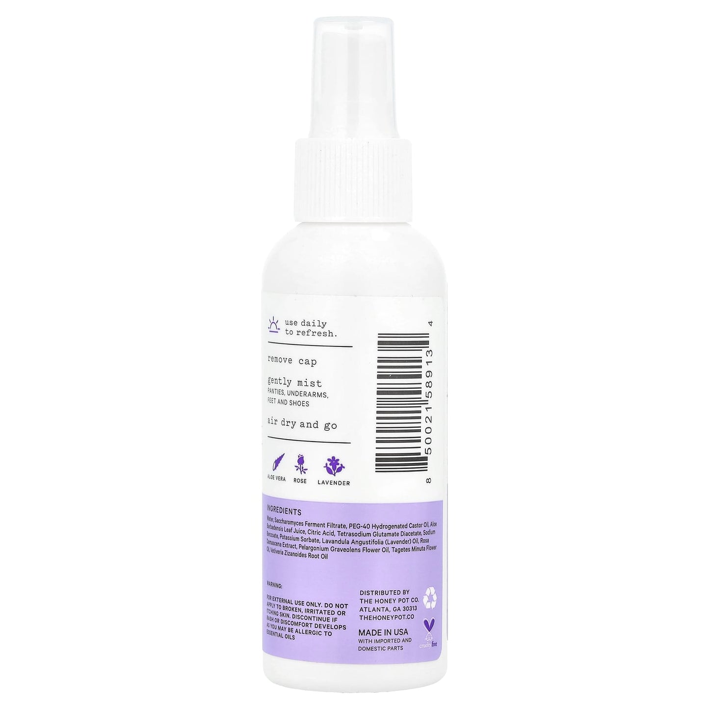 The Honey Pot Company, Panty Spray, Calming Lavender Rose, 4 fl oz (118 ml) - Image 2