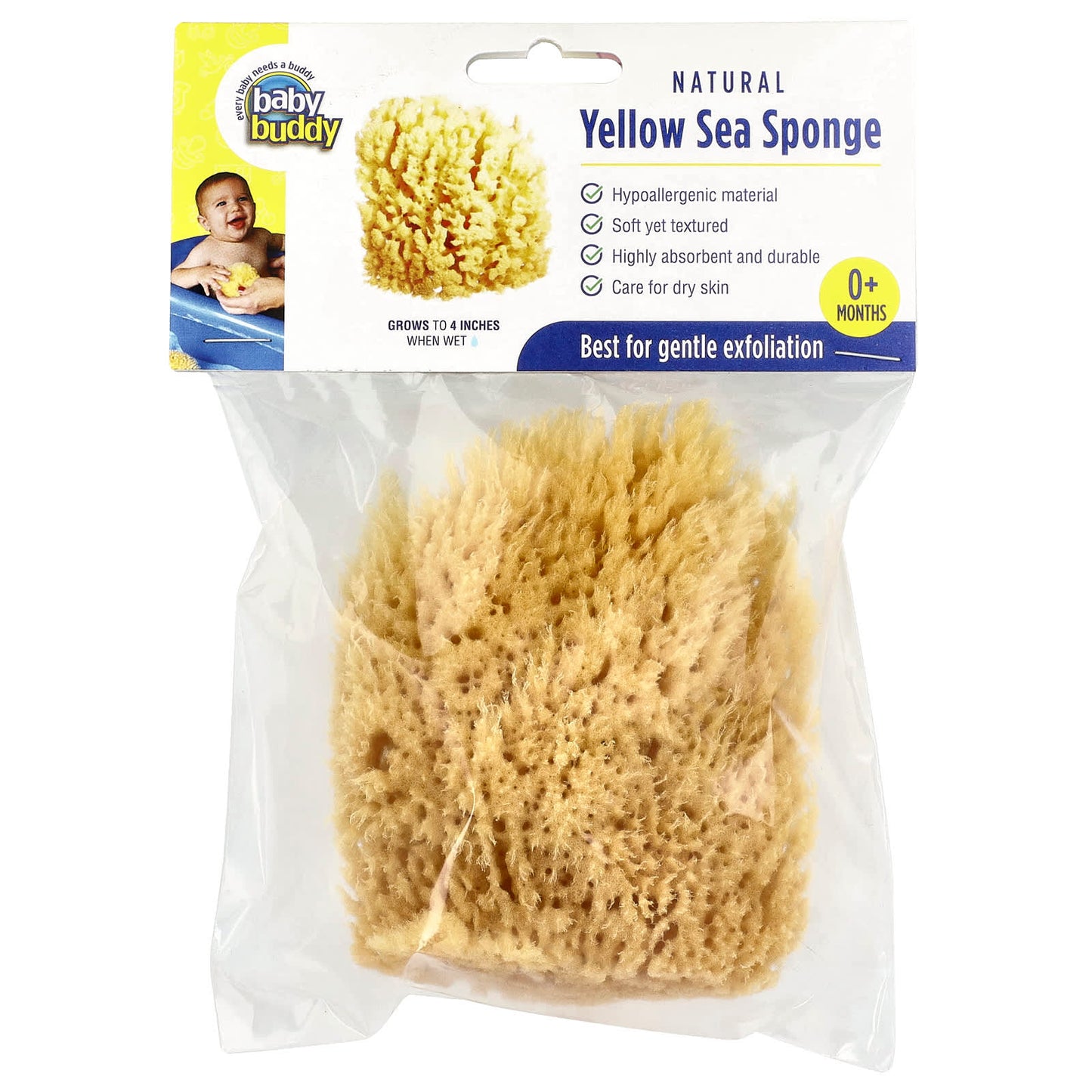 <strong>Baby Buddy</strong> Natural Yellow Sea Bath Sponge for Newborns - Gentle Exfoliation & Skin Care - Image 1
