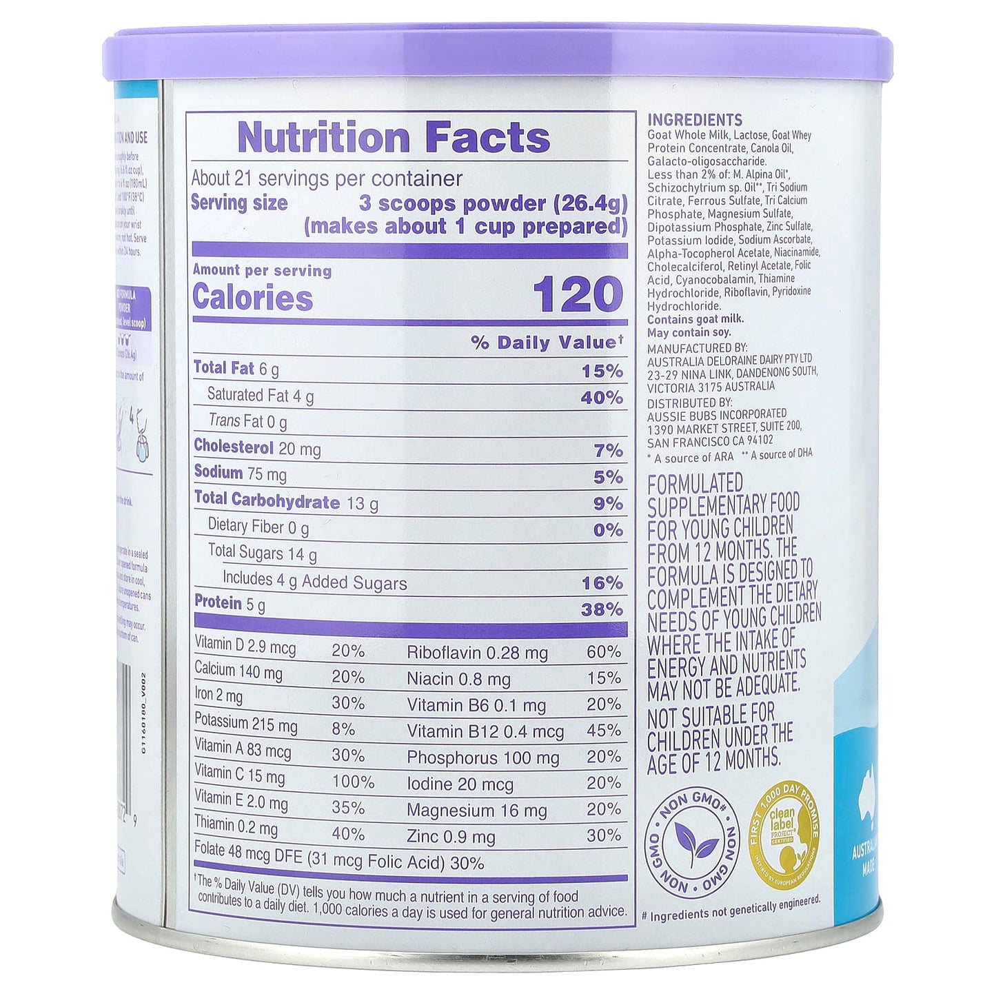 Aussie Bubs Goat Toddler Nutritional Drink Powder, 12-36 Months, 20 oz - Image 2