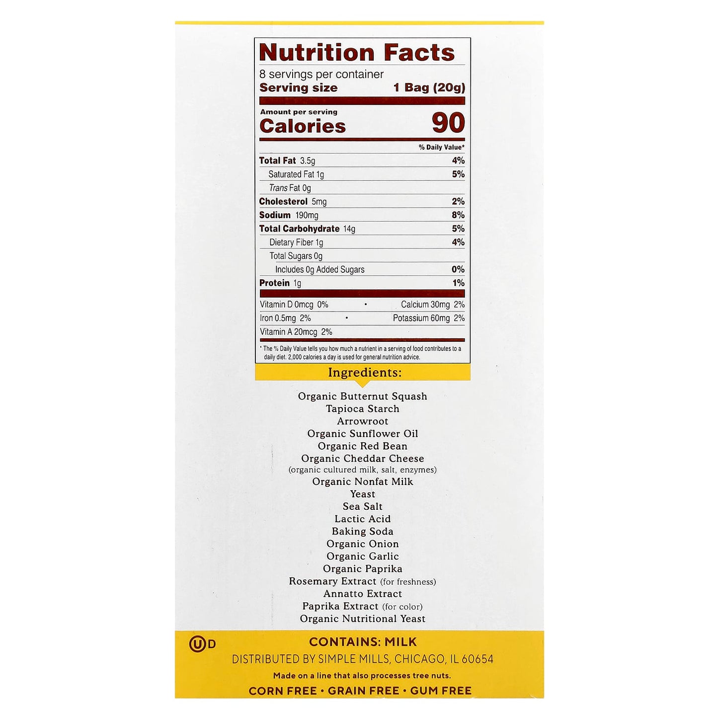 Simple Mills, Pop Mmms™, Baked Snack Crackers, Cheddar, 8 Packs, 0.7 oz (20 g) Each - Image 2