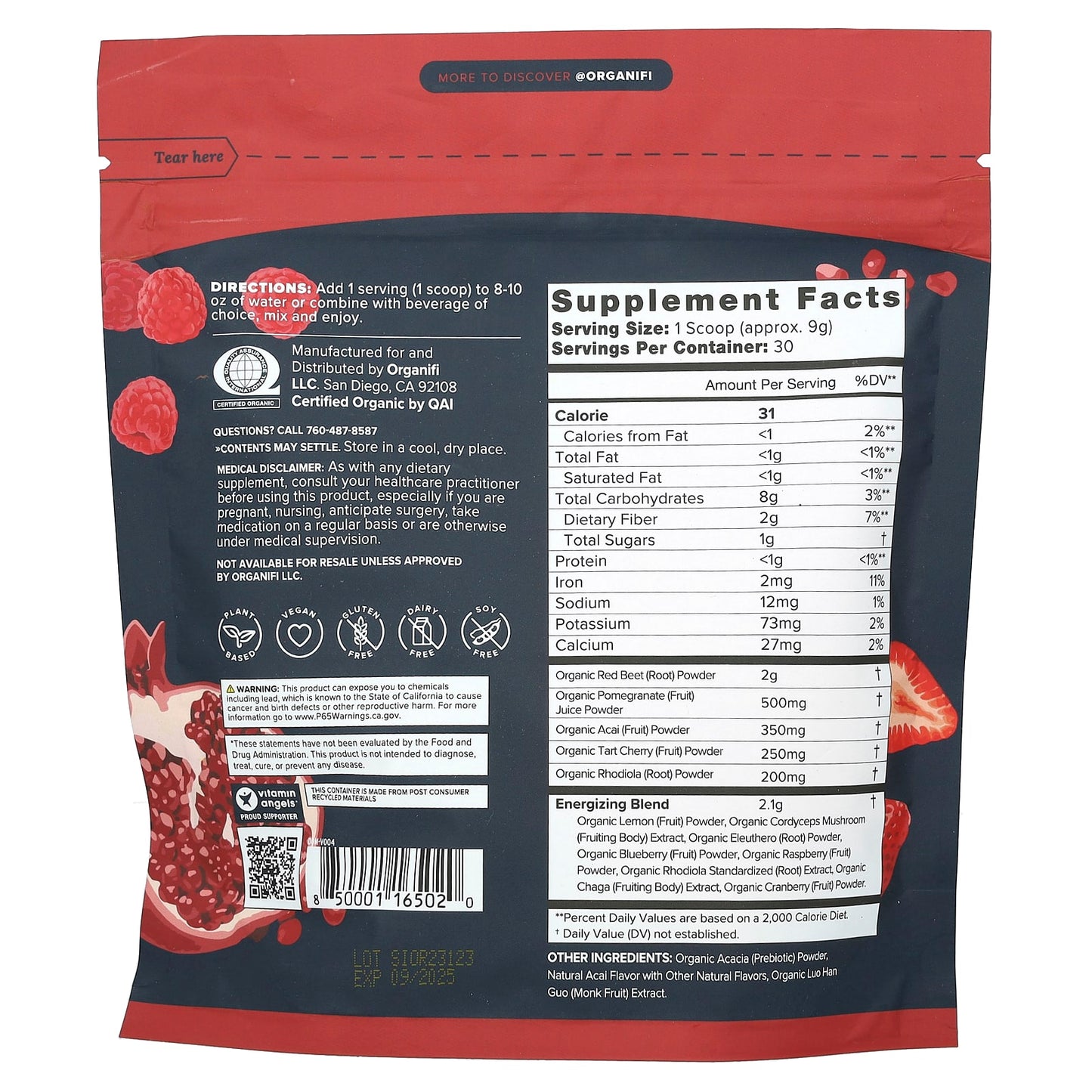 Organifi, Original Red Juice, Caffeine Free, 9.5 oz (270 g) - Image 2